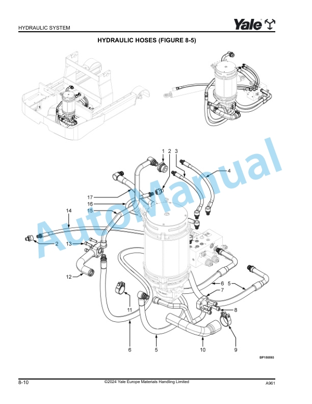 Alternative view of Yale A961 MR14, MR16 Parts Manual 550273145