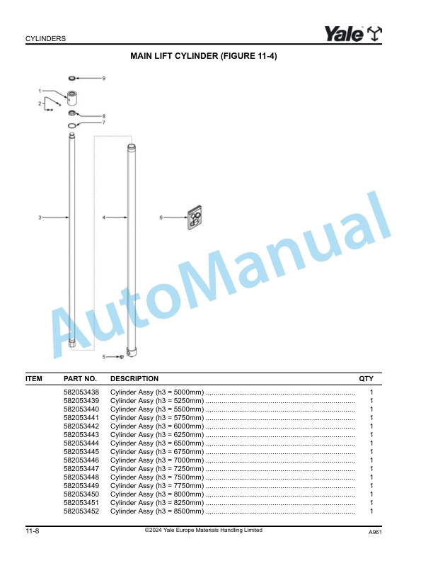 Yale A961 MR14, MR16 Parts Manual 550273145 4 Yale A961 MR14, MR16 Parts Manual 550273145 - Image 4