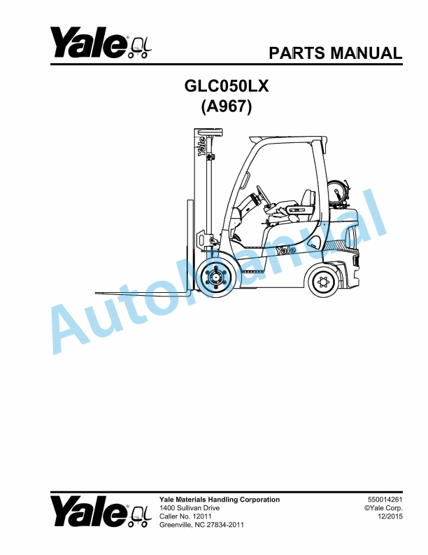 Yale A967 GLC050LX Parts Manual 550014261