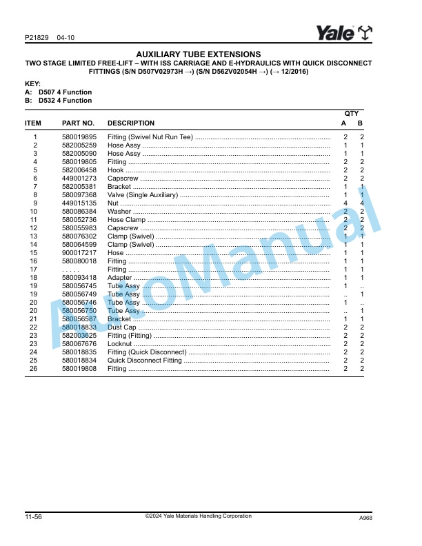 Yale A968 ERC045VG-070VG Parts Manual 524319461 5 Yale A968 ERC045VG-070VG Parts Manual 524319461 - Image 5