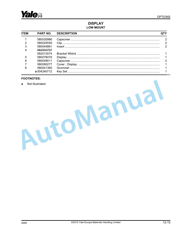 Yale A968 ERC22VG, ERC25VG, ERC30VG, ERC32VG, ERC35VG Parts Manual 524319464 5 Yale A968 ERC22VG, ERC25VG, ERC30VG, ERC32VG, ERC35VG Parts Manual 524319464 - Image 5