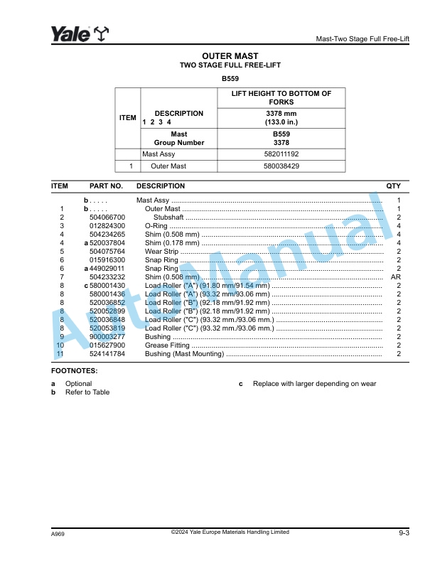 Yale A969 ERC16-20VA Parts Manual 550025808 4 Yale A969 ERC16-20VA Parts Manual 550025808 - Image 4