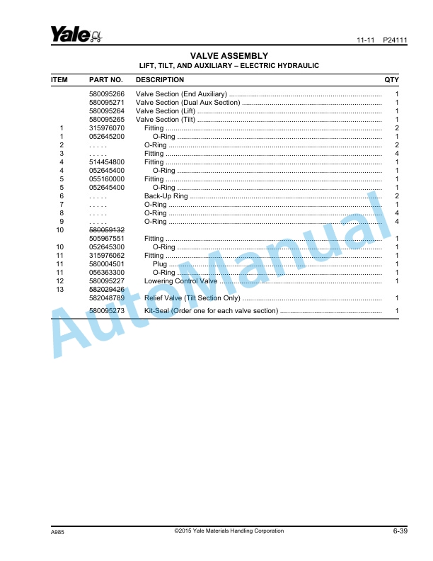 Yale A985 ERP080VM, ERP090VM, ERP100VM, ERP100VML, ERP110VM, ERP120VM Parts Manual 550041564 3 Yale A985 ERP080VM, ERP090VM, ERP100VM, ERP100VML, ERP110VM, ERP120VM Parts Manual 550041564 - Image 3