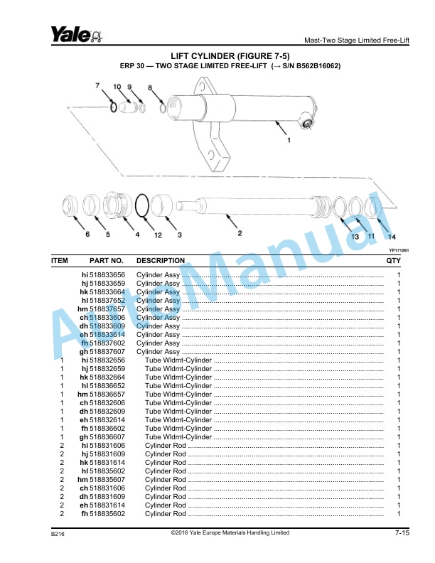 Yale B216 ERP20-30ALF Parts Manual 504250758 3 Yale B216 ERP20-30ALF Parts Manual 504250758 - Image 3