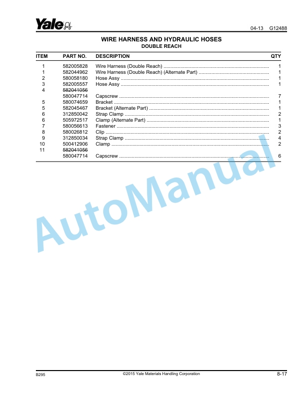 Yale B295 NDR030DB, NR040DB, NR035DB Parts Manual 550073161 3 Yale B295 NDR030DB, NR040DB, NR035DB Parts Manual 550073161 - Image 3
