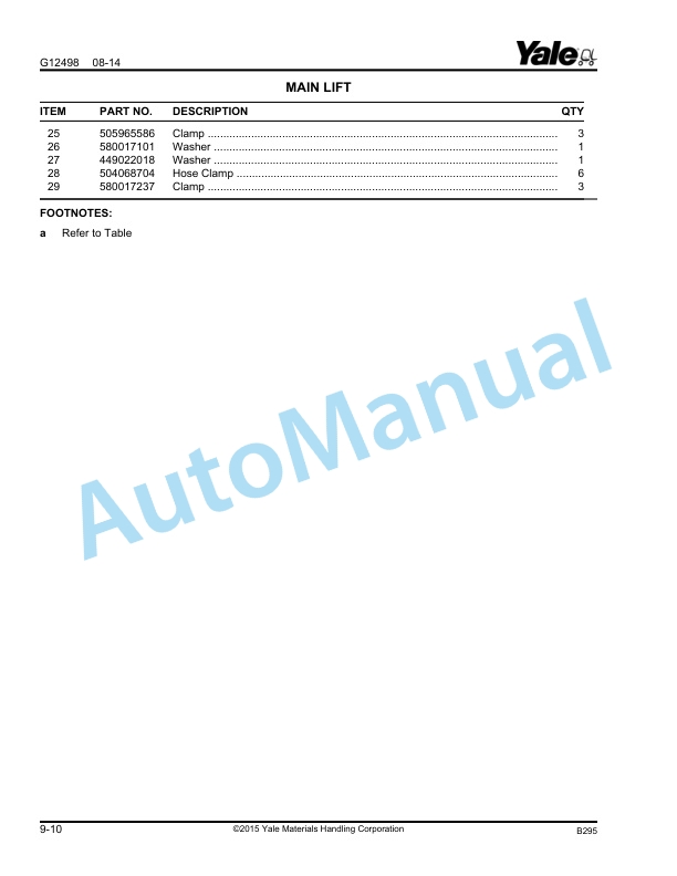 Yale B295 NDR030DB, NR040DB, NR035DB Parts Manual 550073161 4 Yale B295 NDR030DB, NR040DB, NR035DB Parts Manual 550073161 - Image 4