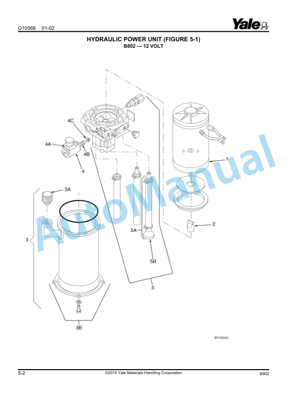 Alternative view of Yale B802 - B827 MPW045E, MPB040E Parts Manual 524142928