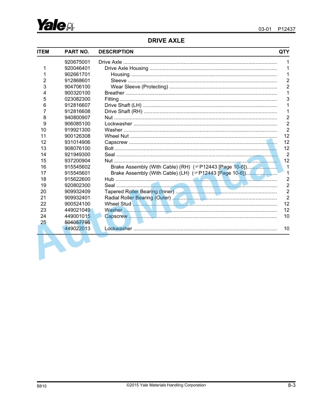 Alternative view of Yale B810 GP-GLP030-040AF Parts Manual 524144911