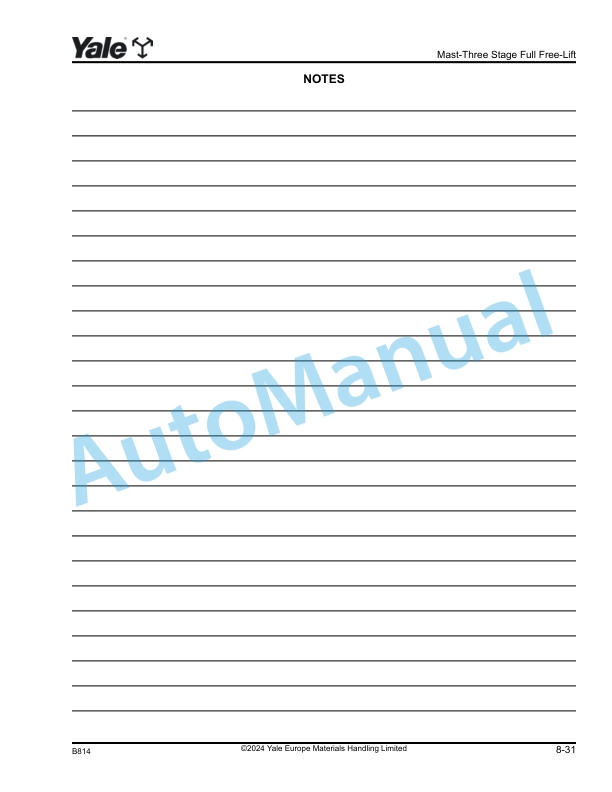 Yale B814 ERC16-20AAF, ERP16-20AAF Parts Manual 524201837 3 Yale B814 ERC16-20AAF, ERP16-20AAF Parts Manual 524201837 - Image 3