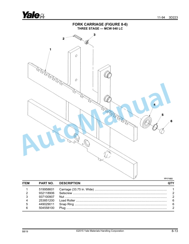 Yale B819 MCW020-040LC Parts Manual 506811505 4 Yale B819 MCW020-040LC Parts Manual 506811505 - Image 4
