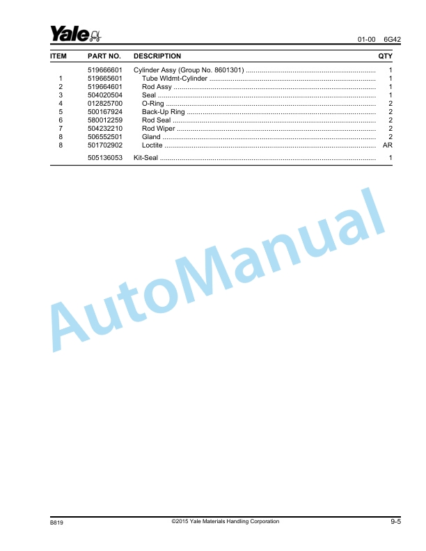 Yale B819 MCW020-040LC Parts Manual 506811505 5 Yale B819 MCW020-040LC Parts Manual 506811505 - Image 5