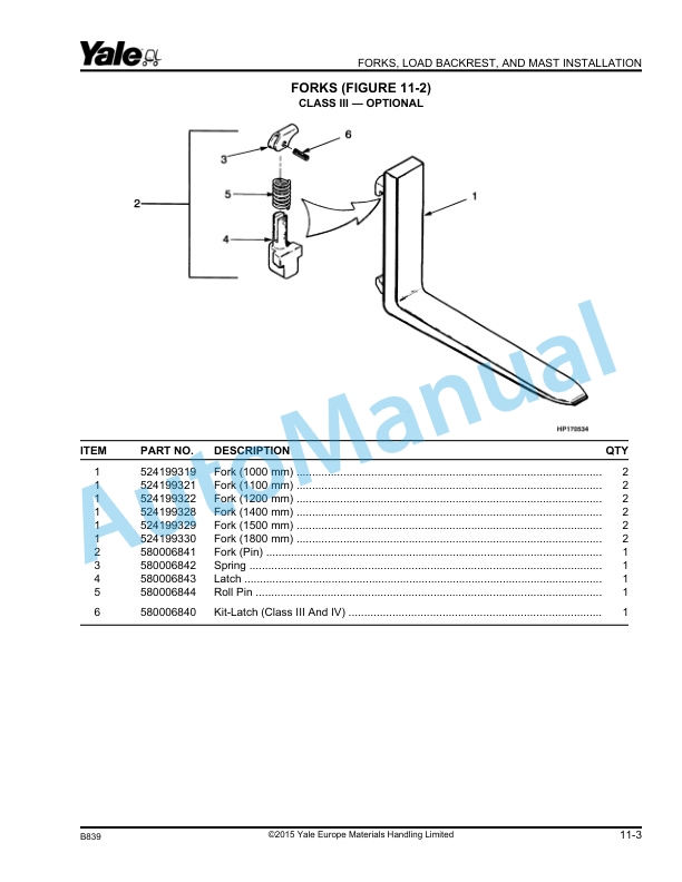 Yale B839 ERC35HG, ERC40HG, ERC45HG, ERC55HG Parts Manual 524238564 5 Yale B839 ERC35HG, ERC40HG, ERC45HG, ERC55HG Parts Manual 524238564 - Image 5