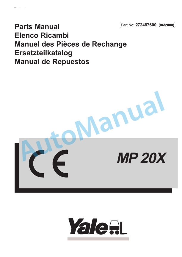 Yale B843 MP20X Parts Manual 272487600