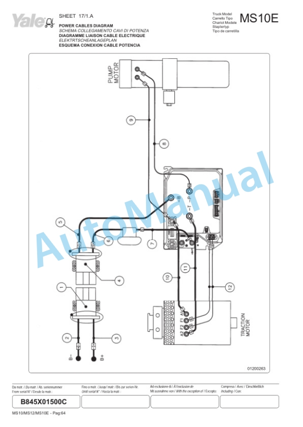 Yale B845 - B846 MS10, MS12, MS10E Parts Manual 524148914 4 Yale B845 - B846 MS10, MS12, MS10E Parts Manual 524148914-4