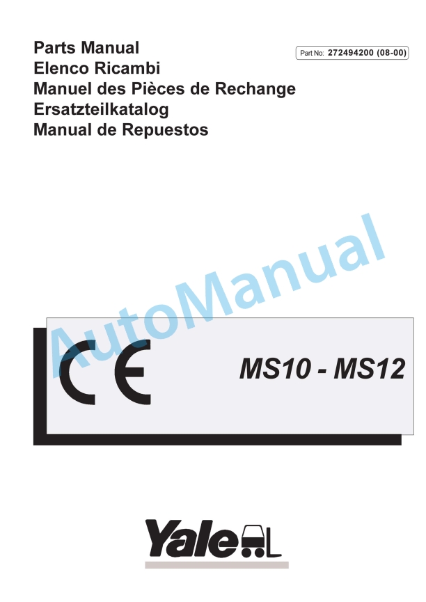 Yale B846 MS10, MS12 Parts Manual 272494200