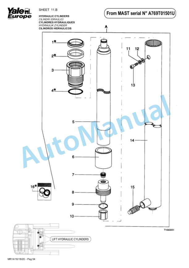 Yale B849 MR14, MR16, MR18, MR20 Parts Manual 272343200 2 Yale B849 MR14, MR16, MR18, MR20 Parts Manual 272343200-2