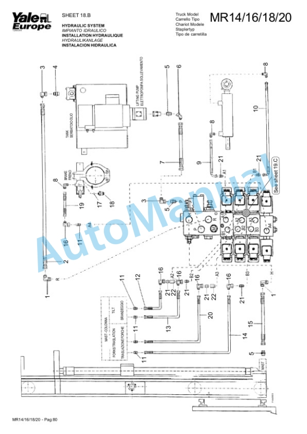 Yale B849 MR14, MR16, MR18, MR20 Parts Manual 272343200 4 Yale B849 MR14, MR16, MR18, MR20 Parts Manual 272343200-4