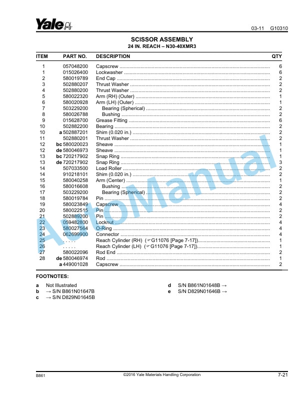 Yale B861 - D829 NDR030GB, NR045GB - NDR030CB, NR045CB Parts Manual 524148279 3 Yale B861 - D829 NDR030GB, NR045GB - NDR030CB, NR045CB Parts Manual 524148279 - Image 3