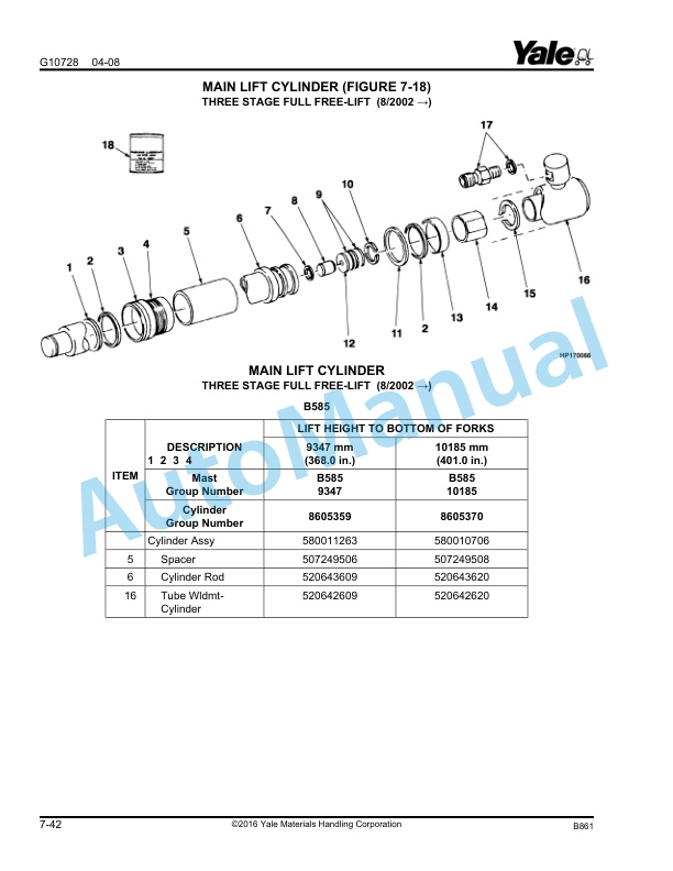 Yale B861 - D829 NDR030GB, NR045GB - NDR030CB, NR045CB Parts Manual 524148279 4 Yale B861 - D829 NDR030GB, NR045GB - NDR030CB, NR045CB Parts Manual 524148279 - Image 4