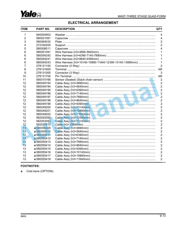 Alternative view of Yale B869 MTC13 80V-MTC15SWB-MTC15MWB-MTC15LWB NTA035SB Parts Manual 524238081