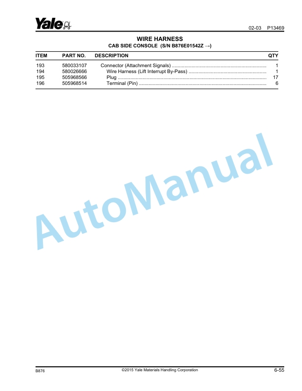Alternative view of Yale B876 GDP170-280DB Parts Manual 524149352
