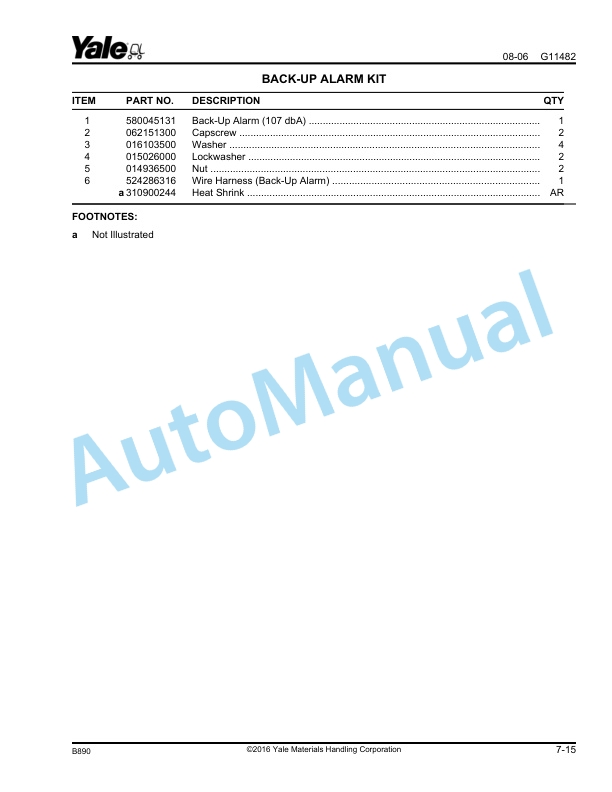 Yale B890 - B896 MPE080F, MPE060F Walkie Rider Parts Manual 524274694 5 Yale B890 - B896 MPE080F, MPE060F Walkie Rider Parts Manual 524274694 - Image 5