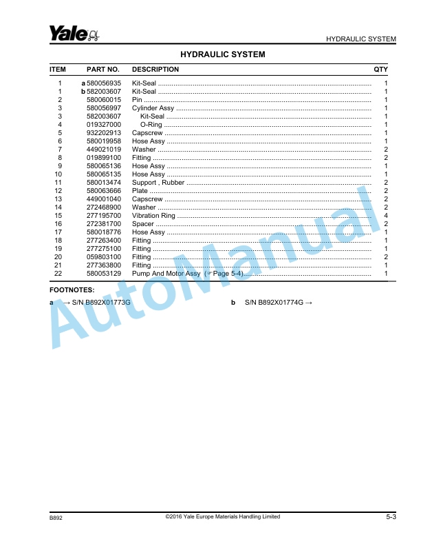 Yale B892 MP20XD Parts Manual 524329961 4 Yale B892 MP20XD Parts Manual 524329961 - Image 4