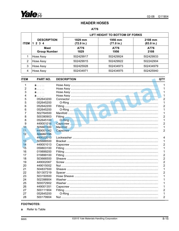Yale B895 MSW025-030-F Parts Manual 524323887 5 Yale B895 MSW025-030-F Parts Manual 524323887 - Image 5