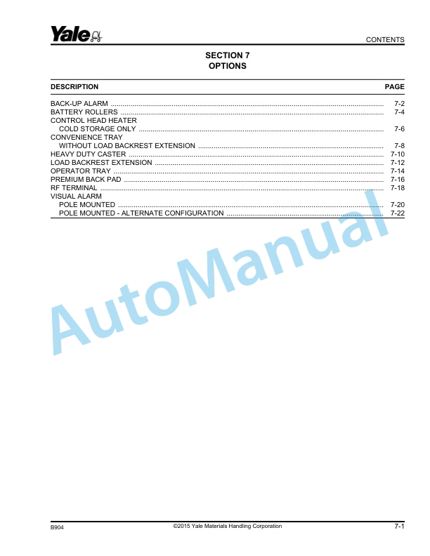 Yale B904 - B905 MPC060-F, MPC080-F Parts Manual 524299096 4 Yale B904 - B905 MPC060-F, MPC080-F Parts Manual 524299096 - Image 4