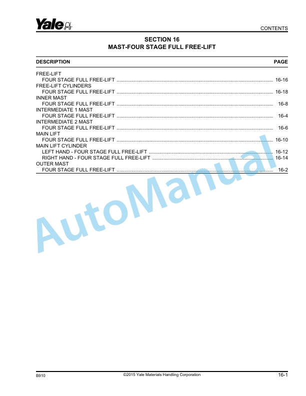 Yale B910 GC-GLC040-070VX, GC-GLC55SVX Parts Manual 550096290 4 Yale B910 GC-GLC040-070VX, GC-GLC55SVX Parts Manual 550096290 - Image 4