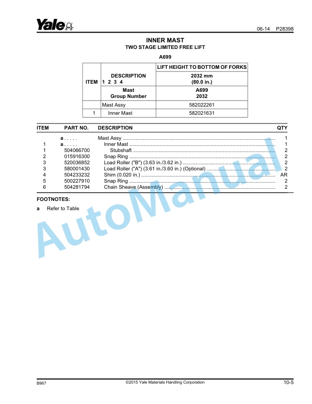 Yale B967 GLC050LX Parts Manual 550109104 4 Yale B967 GLC050LX Parts Manual 550109104 - Image 4