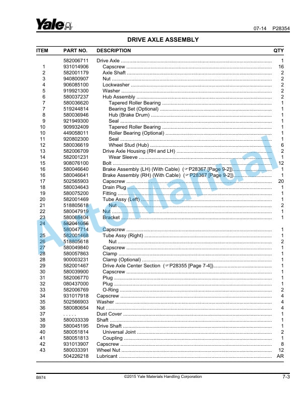 Yale B974 GLP050LX, GDP50LX Parts Manual 550109177 3 Yale B974 GLP050LX, GDP50LX Parts Manual 550109177 - Image 3