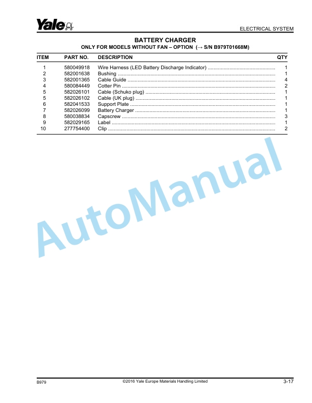 Alternative view of Yale B979 MP20XV Parts Manual 550063426