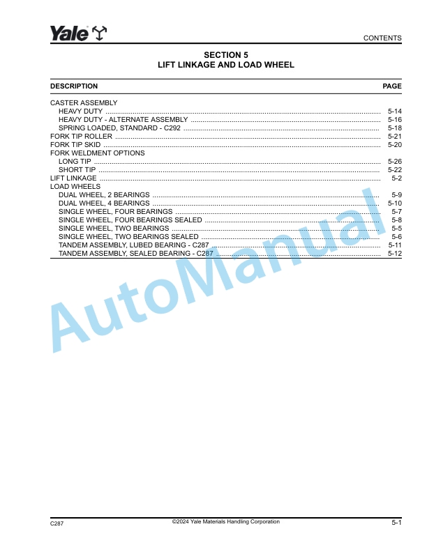 Yale C287 - C292 MPE080VH, MPE060VH Parts Manual 550184014 3 Yale C287 - C292 MPE080VH, MPE060VH Parts Manual 550184014 - Image 3