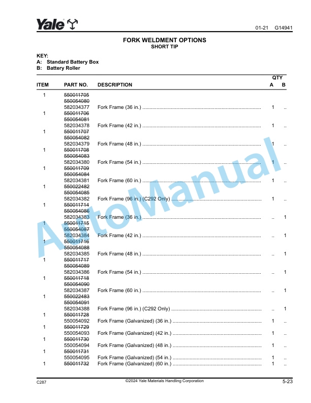 Yale C287 - C292 MPE080VH, MPE060VH Parts Manual 550184014 4 Yale C287 - C292 MPE080VH, MPE060VH Parts Manual 550184014 - Image 4
