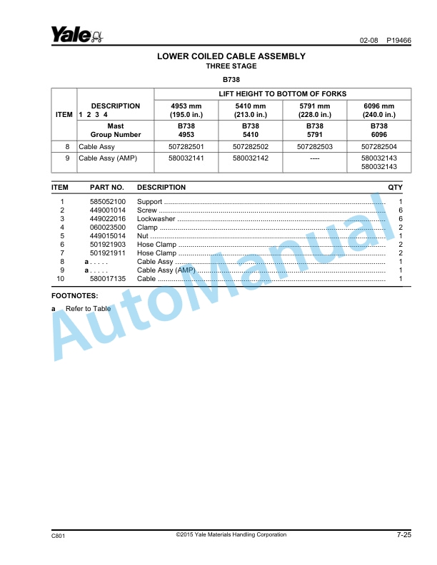 Yale C801 OS030EC 3.000 LB Capacity Parts Manual 524140407 4 Yale C801 OS030EC 3.000 LB Capacity Parts Manual 524140407 - Image 4