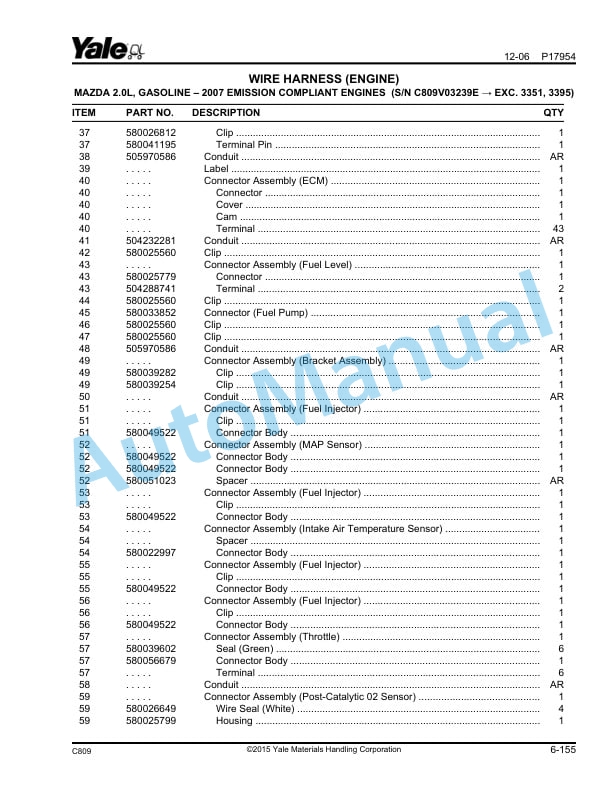 Alternative view of Yale C809 GC-GLC 030-040 VX-SVX Veracitor Parts Manual 524239833