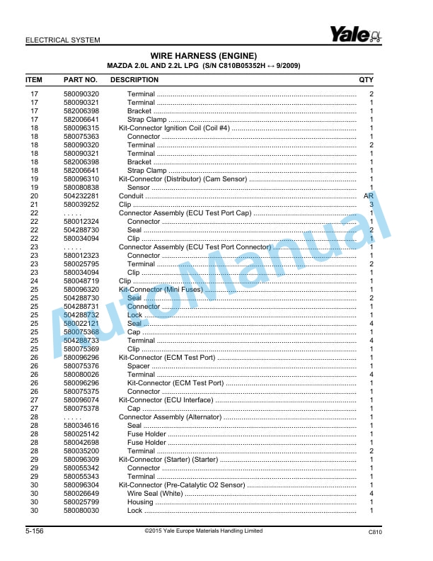 Alternative view of Yale C810 GDP-GLP16-18VX, GDP-GLP20SVX Veracitor Parts Manual 524240447