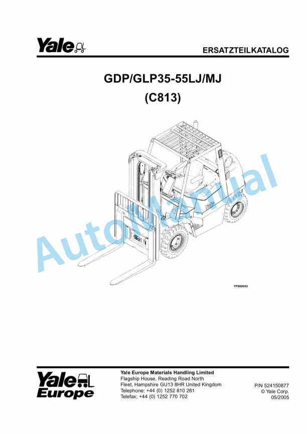 Yale C813 GDP-GLP35-55LJ-MJ Parts Manual 524150875