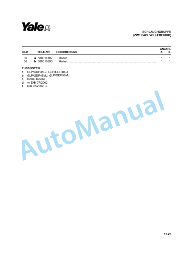 Yale C813 GDP-GLP35-55LJ-MJ Parts Manual 524150875 5 Yale C813 GDP-GLP35-55LJ-MJ Parts Manual 524150875-5