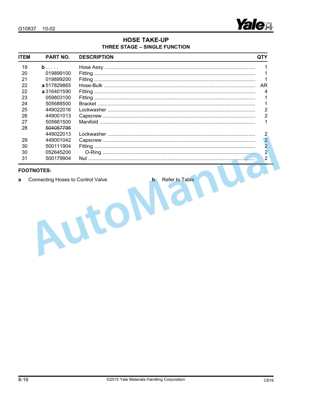 Yale C819 MCW025-030-040E Parts Manual 524167347 4 Yale C819 MCW025-030-040E Parts Manual 524167347 - Image 4
