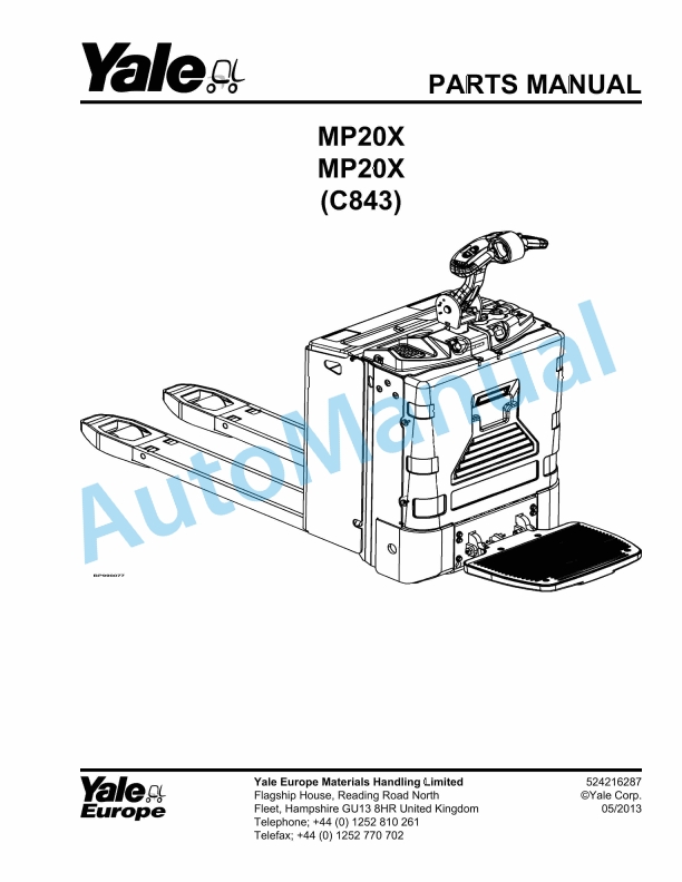 Yale C843 MP20X Parts Manual 524216287