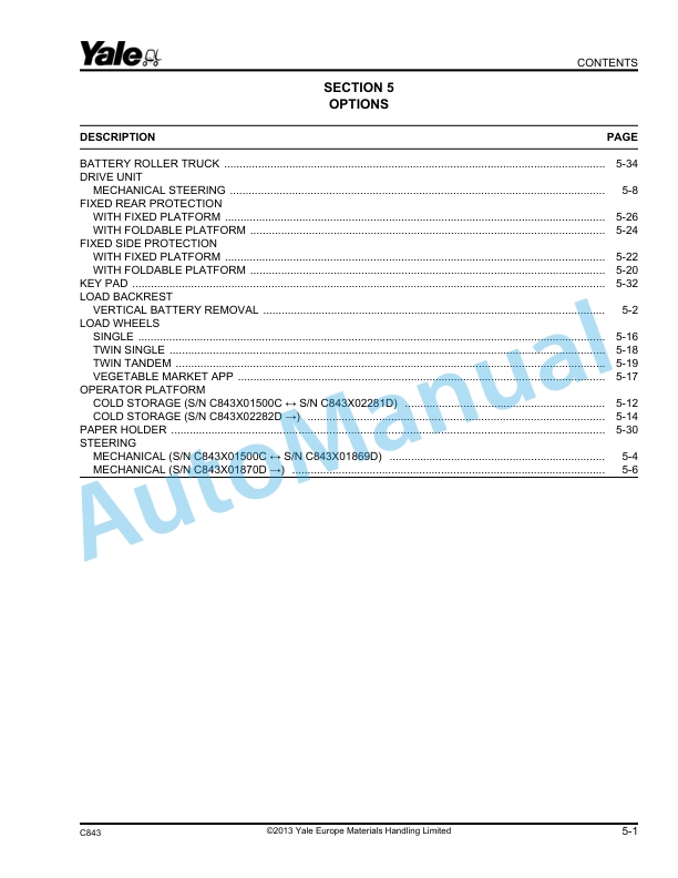 Yale C843 MP20X Parts Manual 524216287 3 Yale C843 MP20X Parts Manual 524216287 - Image 3