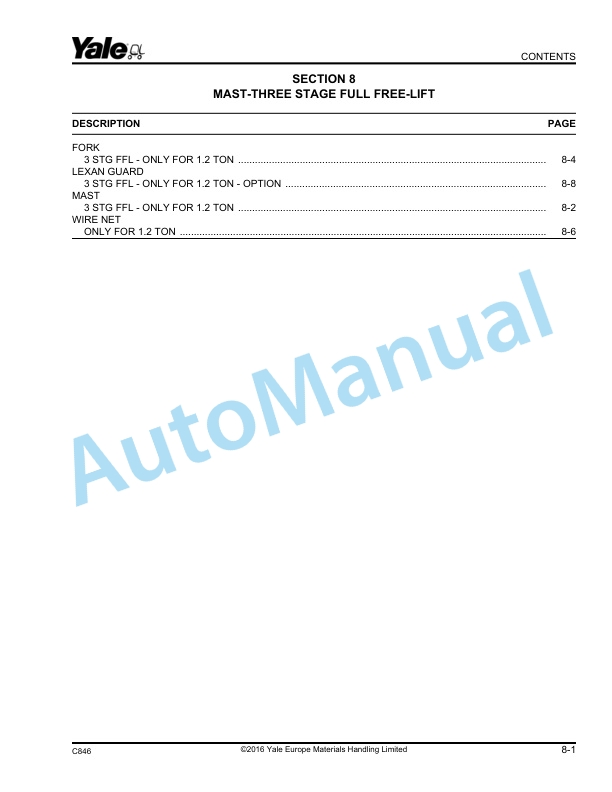 Yale C846 MS10 AC, MS12 AC Parts Manual 524301697 5 Yale C846 MS10 AC, MS12 AC Parts Manual 524301697 - Image 5