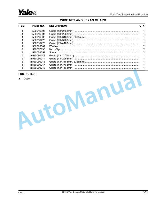 Yale C847 MS12X, MS15X Parts Manual 524329956 4 Yale C847 MS12X, MS15X Parts Manual 524329956 - Image 4
