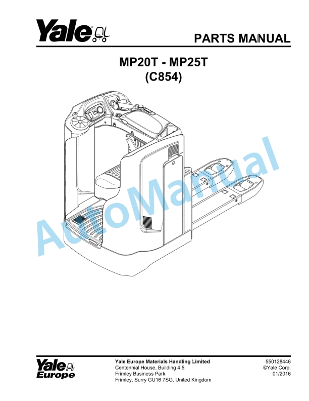 Yale C854 MP20T, MP25T Parts Manual 550128446