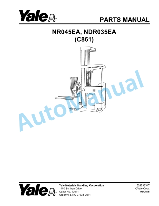 Yale C861 NR045EA, NDR035EA Parts Manual 524233347