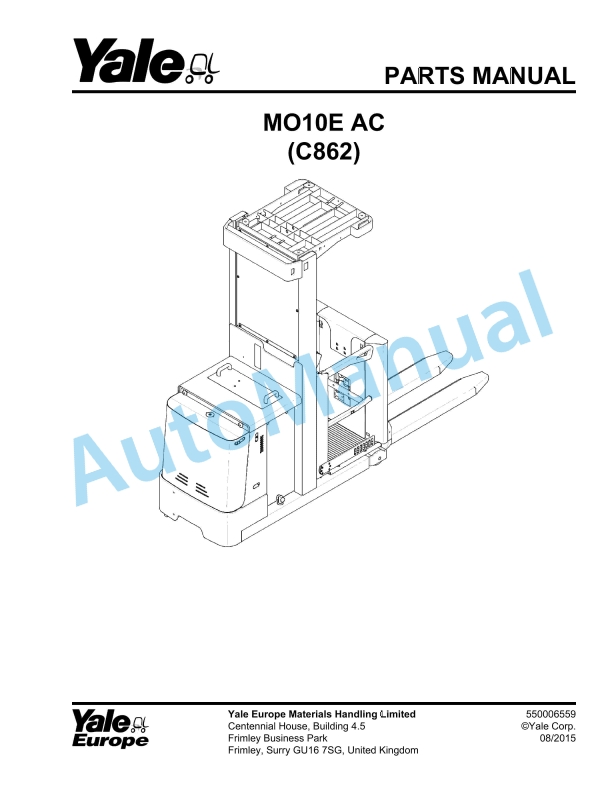 Yale C862 MO10E AC Parts Manual 550006559