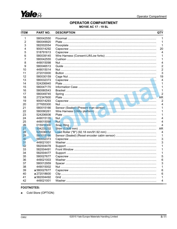 Yale C862 MO10E AC Parts Manual 550006559 3 Yale C862 MO10E AC Parts Manual 550006559 - Image 3