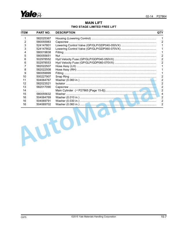 Yale C875 GP40-70VX, GLP40-70VX, GDP40-70VX Parts Manual 550096616 4 Yale C875 GP40-70VX, GLP40-70VX, GDP40-70VX Parts Manual 550096616 - Image 4